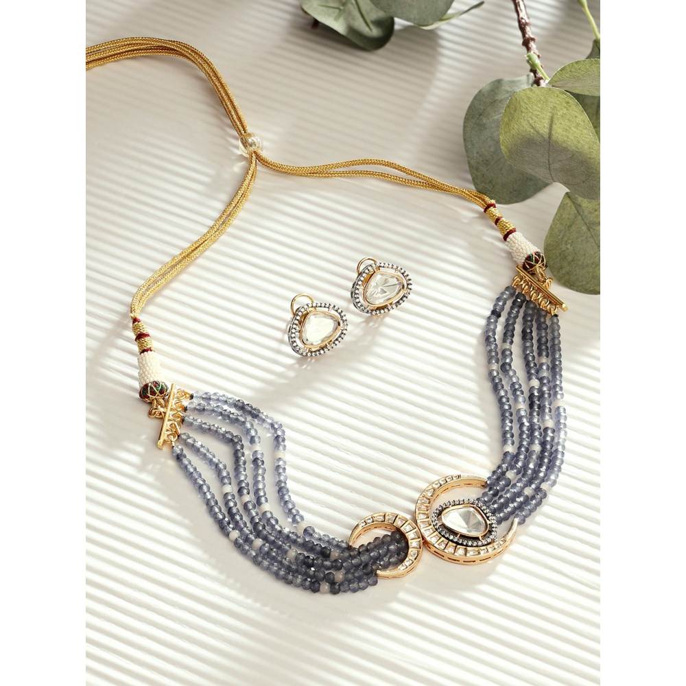 Joules By Radhika Beaded Blue Antique Necklace Set