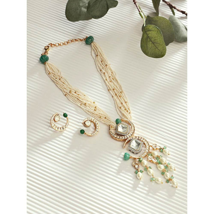 Joules By Radhika Classic Pearls Kundan Polki Necklace Set