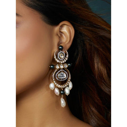 Joules By Radhika Kundan Polki Pearl Chandelier Earrings