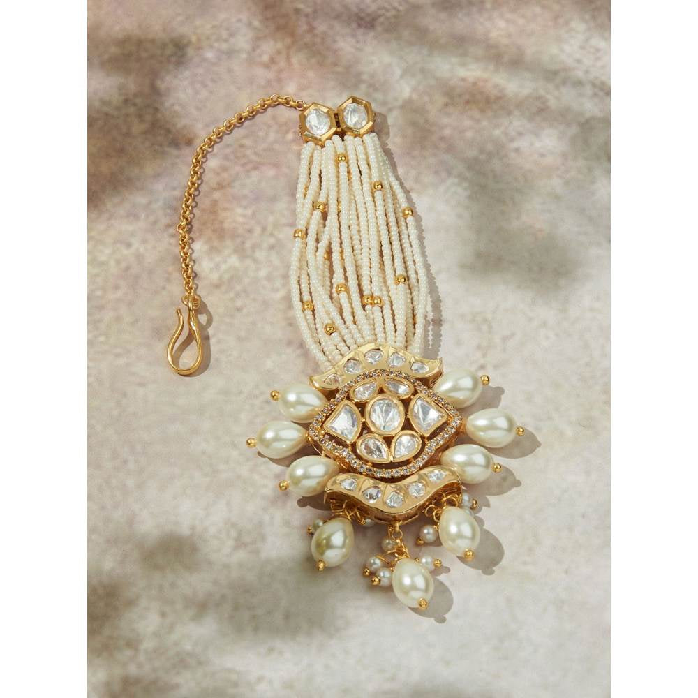 Joules By Radhika Imperial White & Gold Maang Tikka