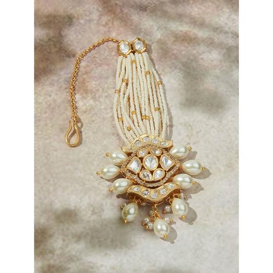 Joules By Radhika Imperial White & Gold Maang Tikka