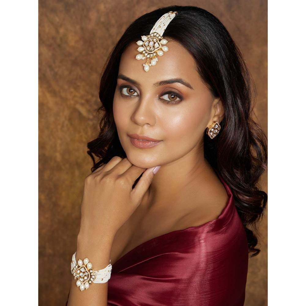 Joules By Radhika Imperial White & Gold Maang Tikka