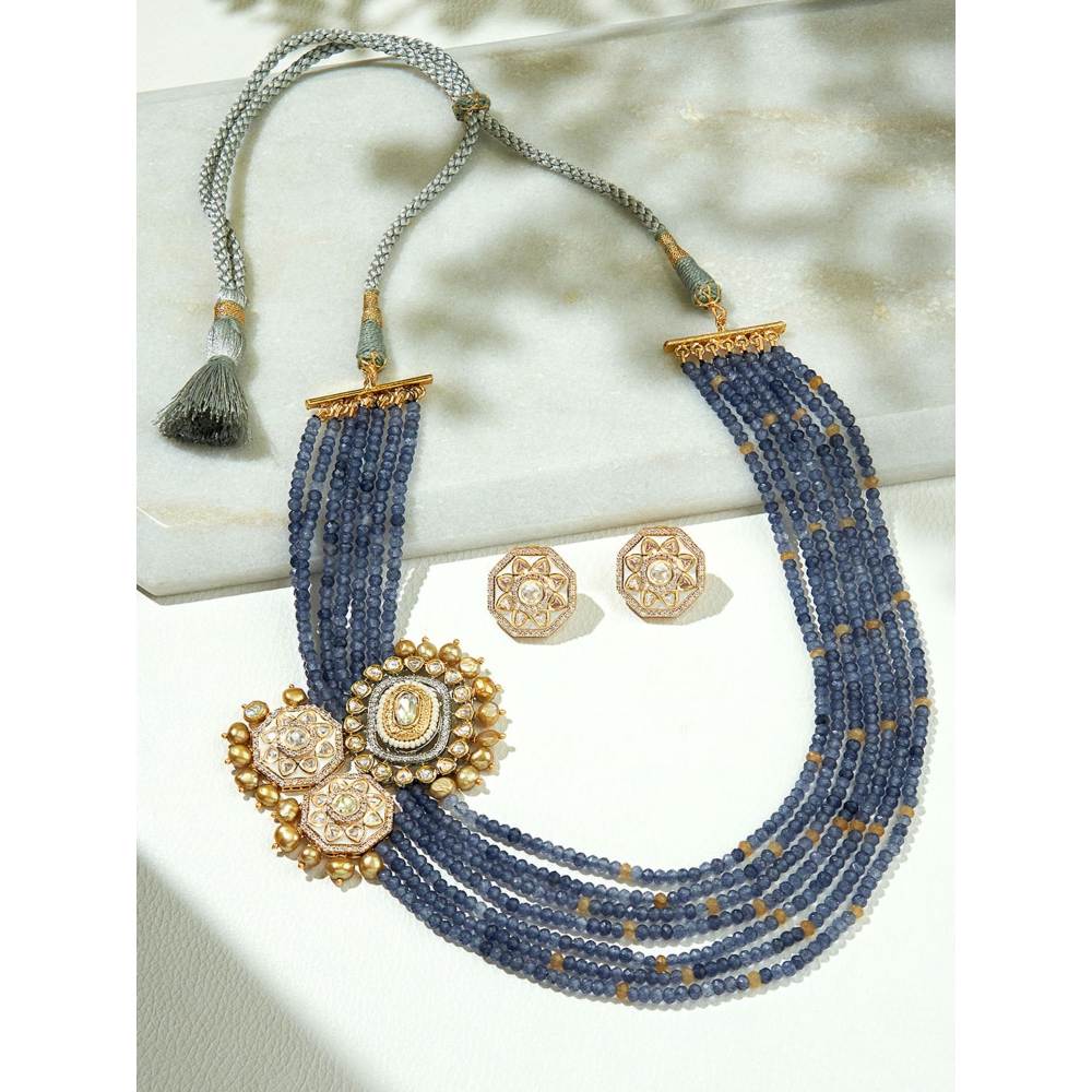 Joules By Radhika Rich Blue Layered Necklace Set