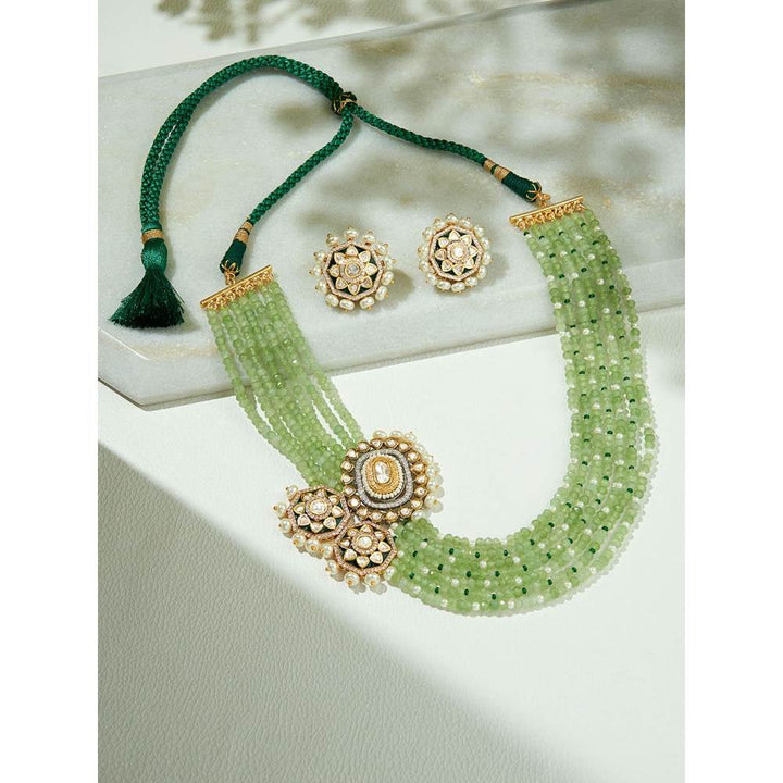 Joules By Radhika Layered Green Necklace Set