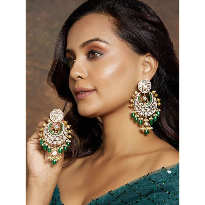 Joules By Radhika Antique Kundan Polki Chandelier Earrings