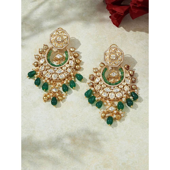 Joules By Radhika Antique Kundan Polki Chandelier Earrings