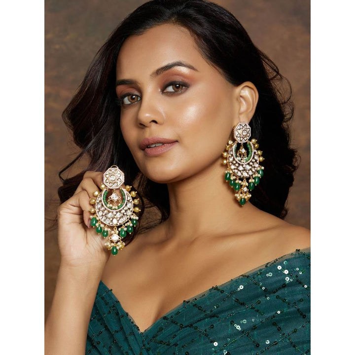 Joules By Radhika Antique Kundan Polki Chandelier Earrings