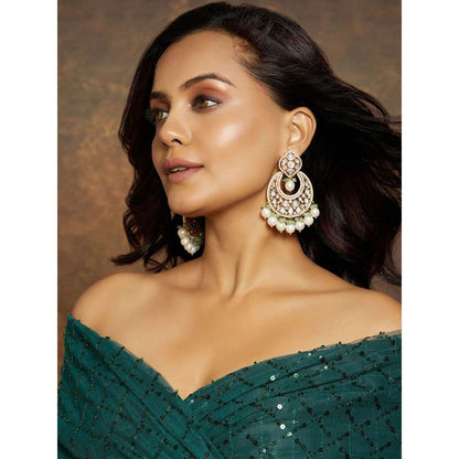 Joules By Radhika Royal Kundan Polki Chand Baali Earring