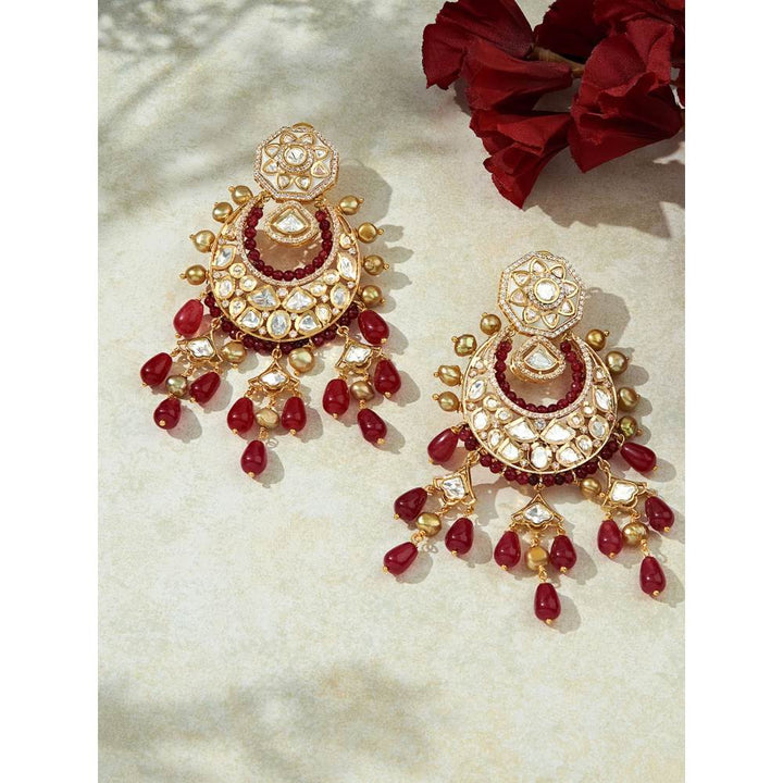 Joules By Radhika Deep Red & Golden Classic Earring