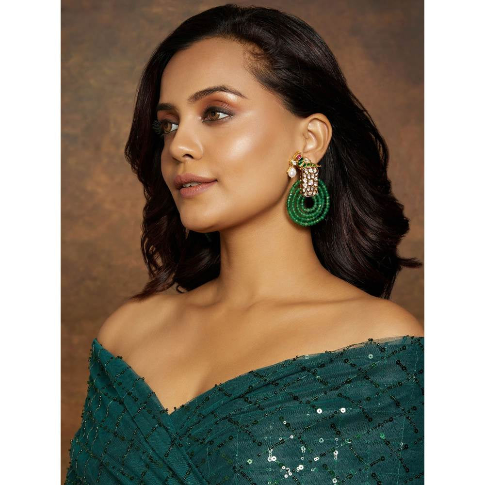 Joules By Radhika Antique Green Dangler Earring
