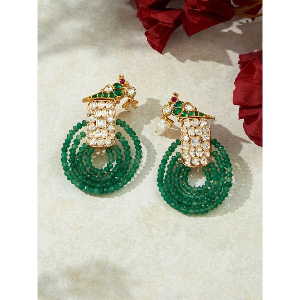 Joules By Radhika Antique Green Dangler Earring