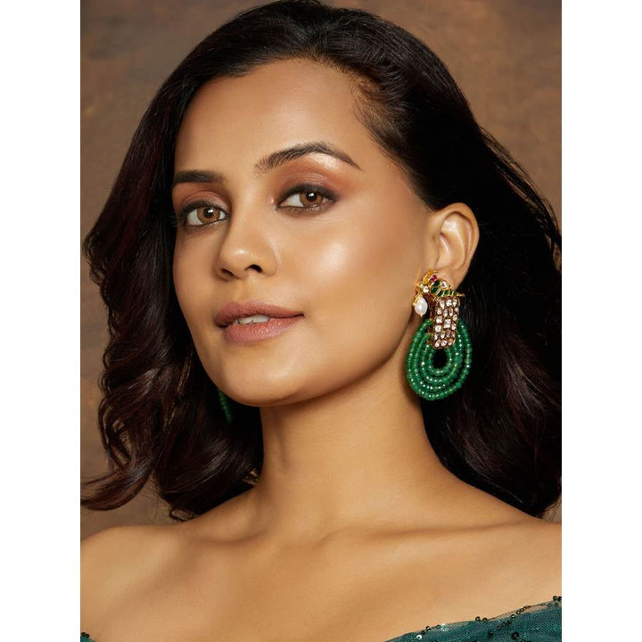 Joules By Radhika Antique Green Dangler Earring