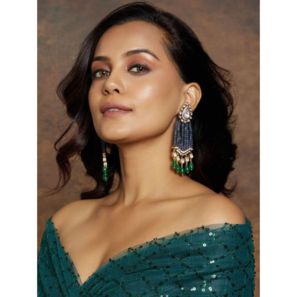 Joules By Radhika Blue Beaded Gold Tone Earring