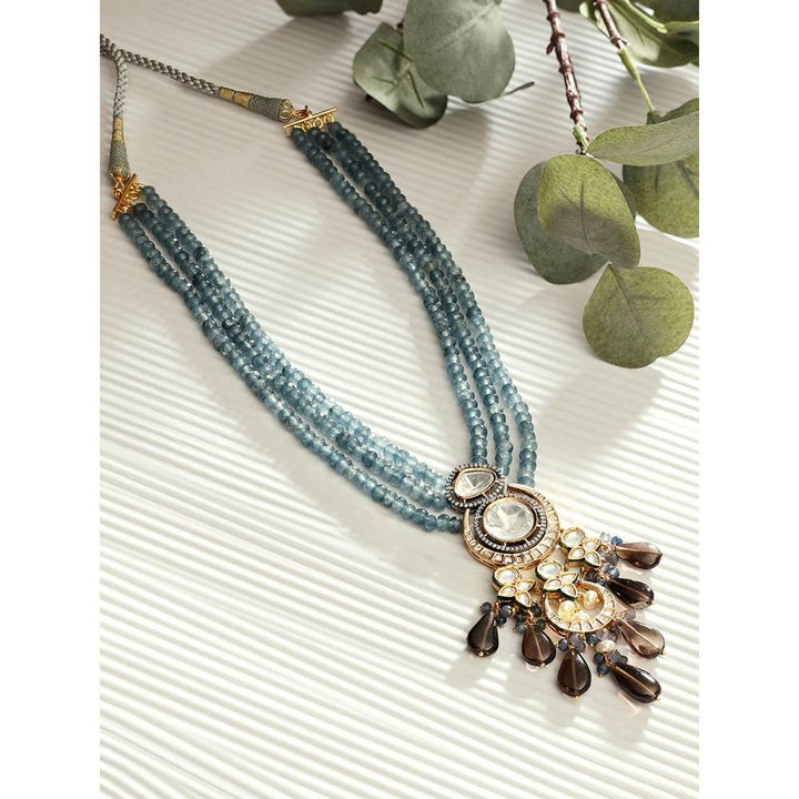 Joules By Radhika Blue & Smoky Antique Gold Necklace