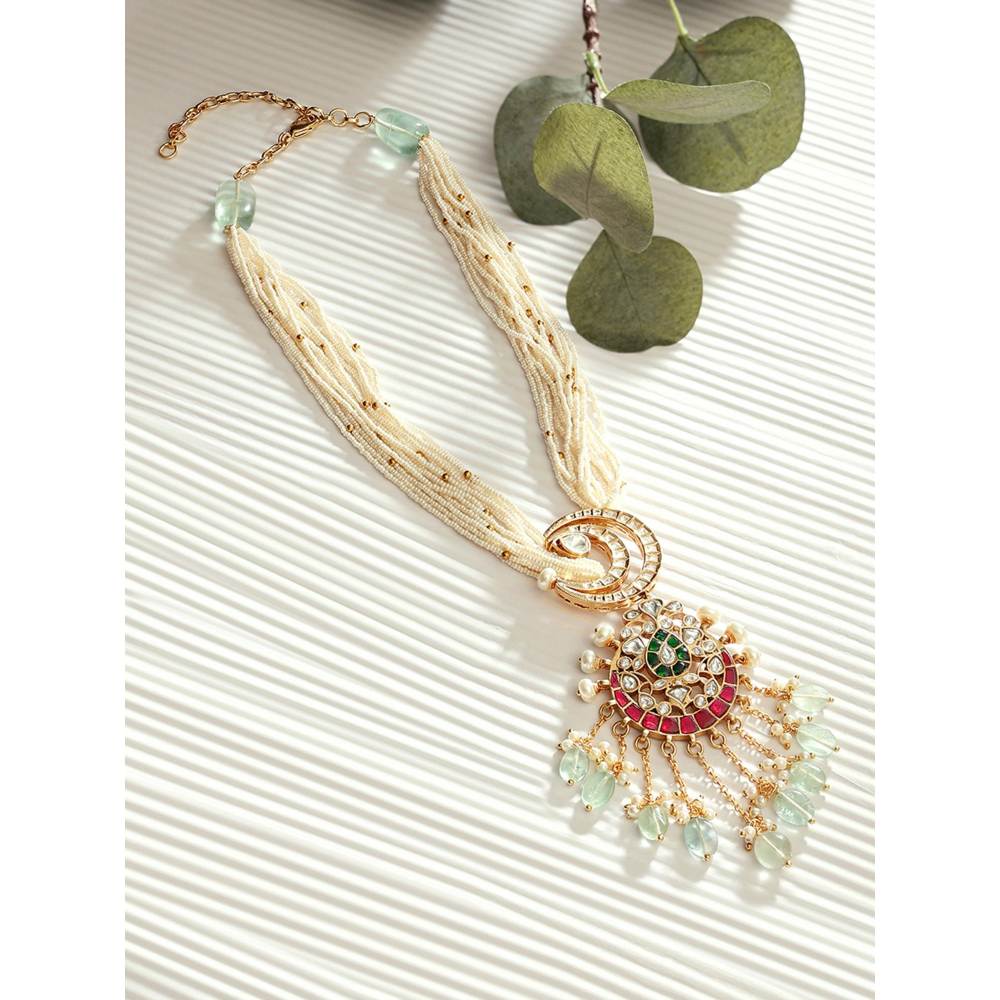 Joules By Radhika Pearl & Gold Tone Polki Necklace