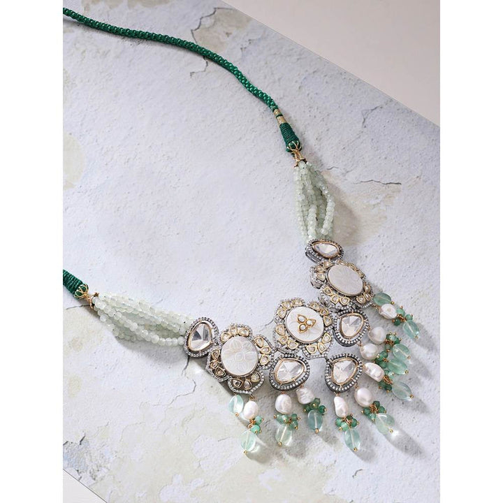 Joules By Radhika Antique White & Green Necklace
