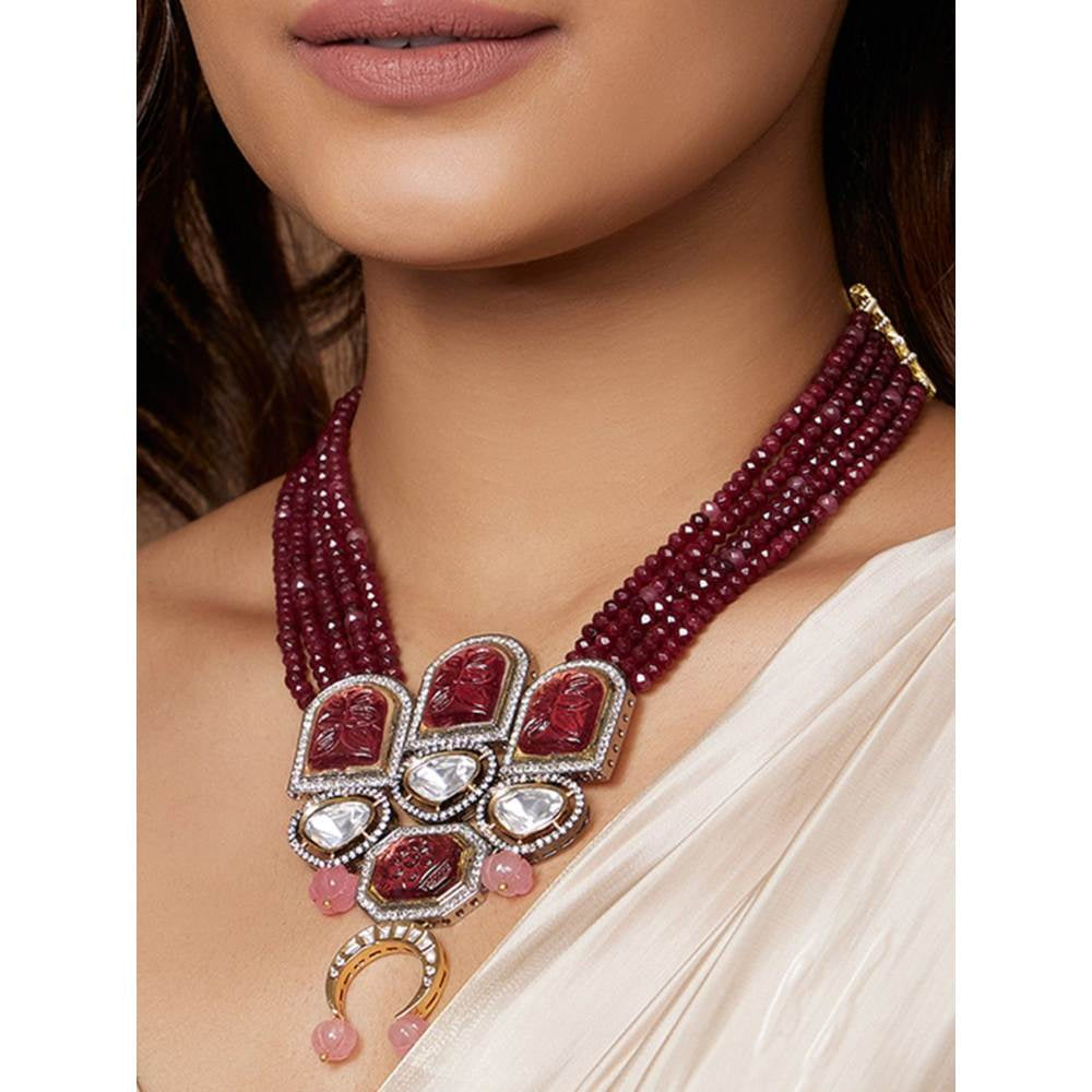 Joules By Radhika Royal Red Antqiue Necklace