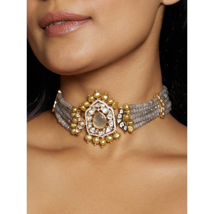 Joules By Radhika Grey & Golden Polki Choker