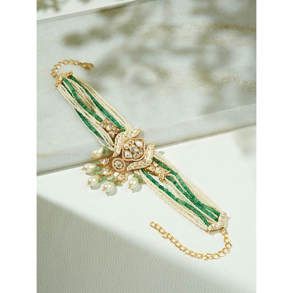 Joules By Radhika Elegant White & Green Necklace