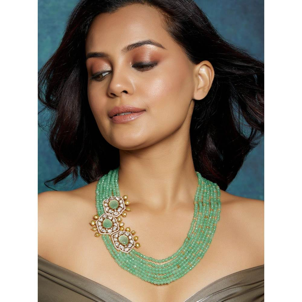 Joules By Radhika Green Layered Broach Necklace