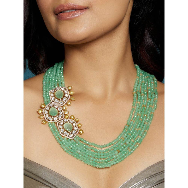 Joules By Radhika Green Layered Broach Necklace
