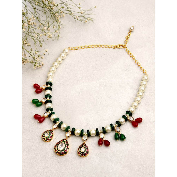 Joules By Radhika Multi Color Necklace with Enamelling Work