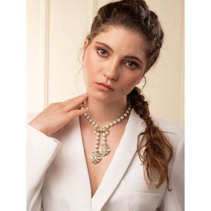 Joules By Radhika White & Green Long Necklace