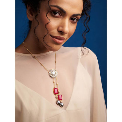 Joules By Radhika Red & Golden Petite Necklace