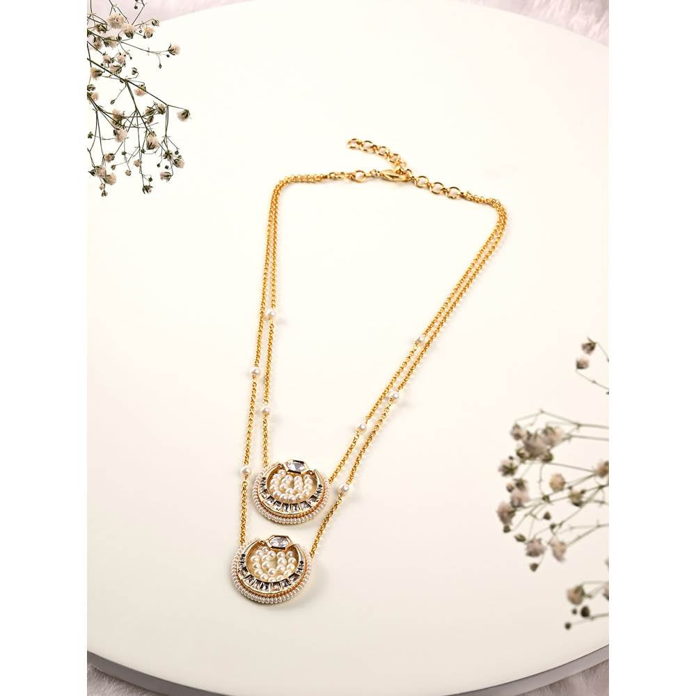 Joules By Radhika Classic Pearl & Kundan Dainty Necklace