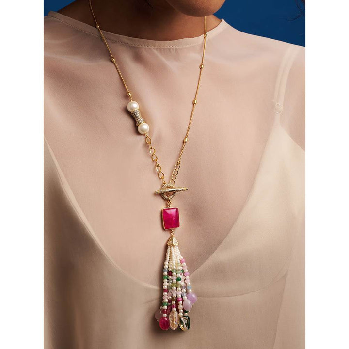 Joules By Radhika Multi Colour Tasseled Necklace