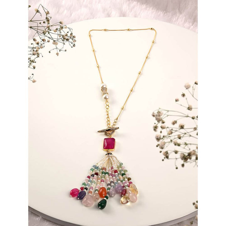 Joules By Radhika Multi Colour Tasseled Necklace