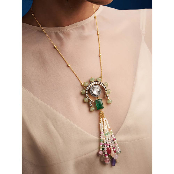 Joules By Radhika Multi Colour Antique Tasseled Necklace