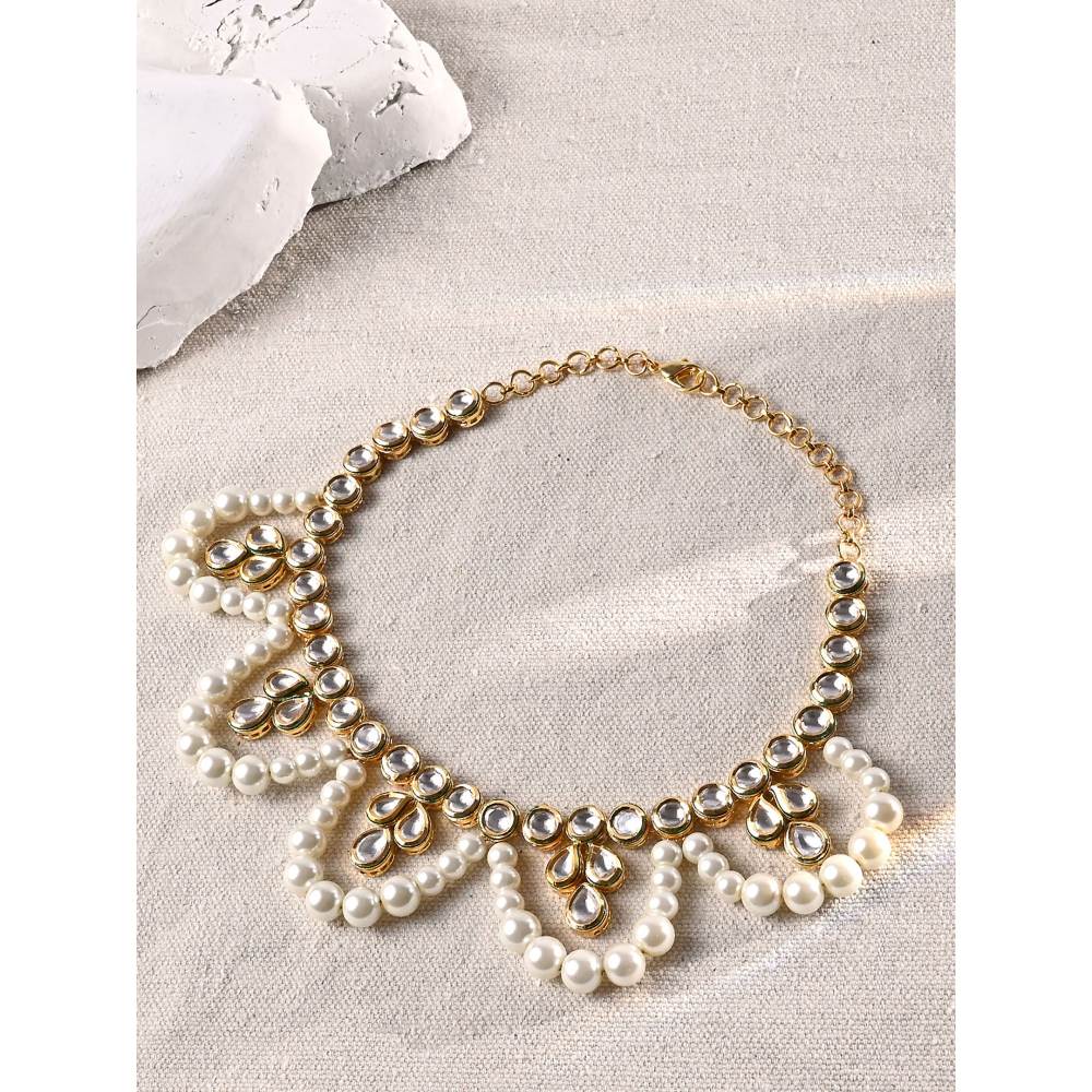 Joules By Radhika Classic Pearl & Polki Necklace