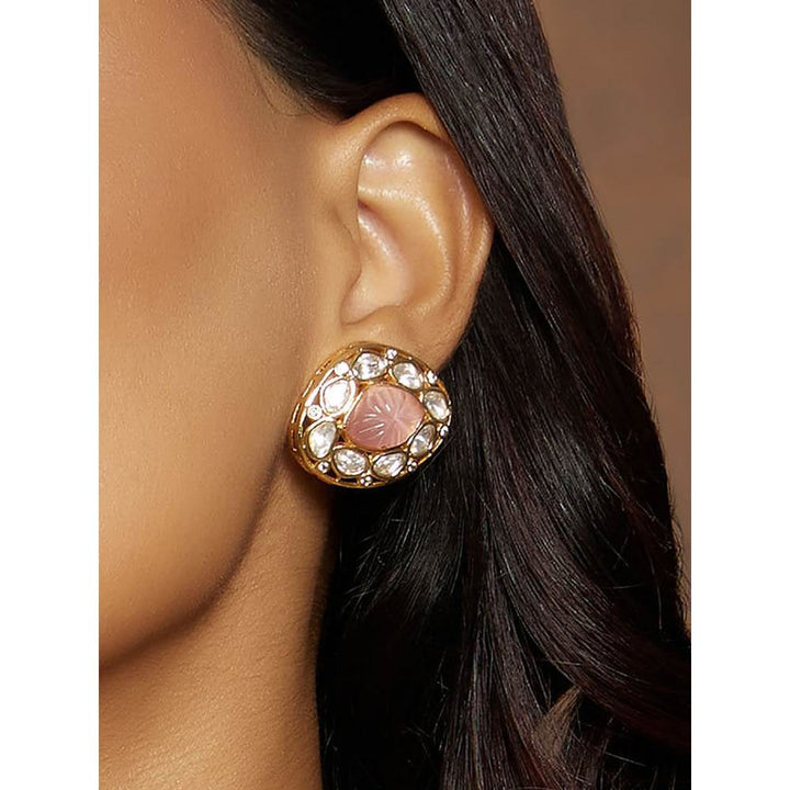 Joules By Radhika Pink Polki Studs