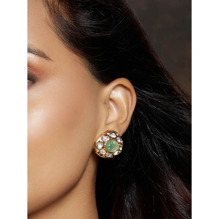 Joules By Radhika Classic Green Polki Studs