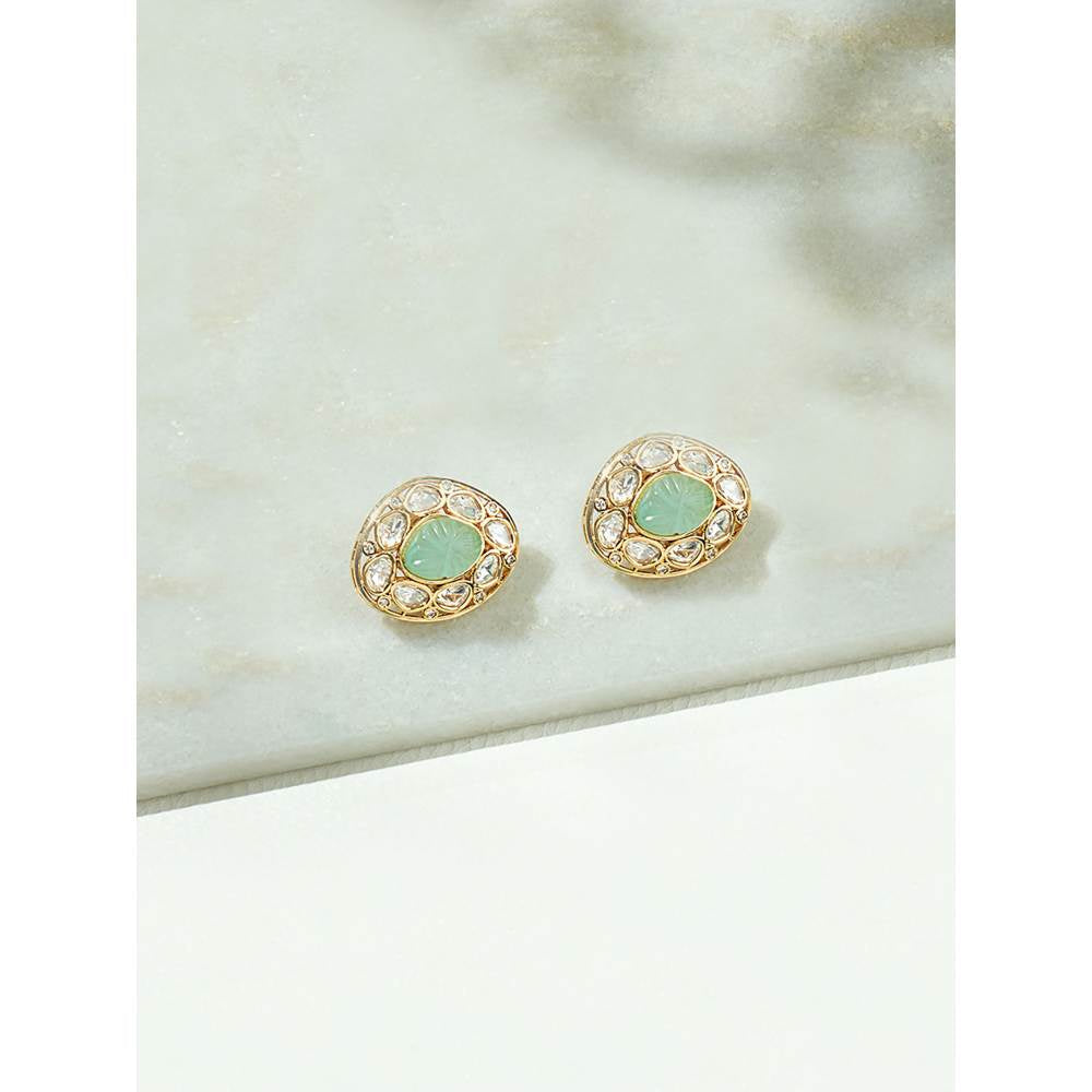 Joules By Radhika Classic Green Polki Studs