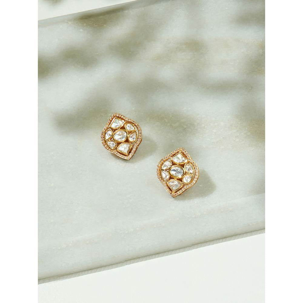 Joules By Radhika Classic Gold Kundan Polki Studs