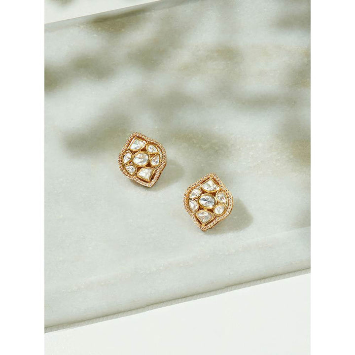 Joules By Radhika Classic Gold Kundan Polki Studs