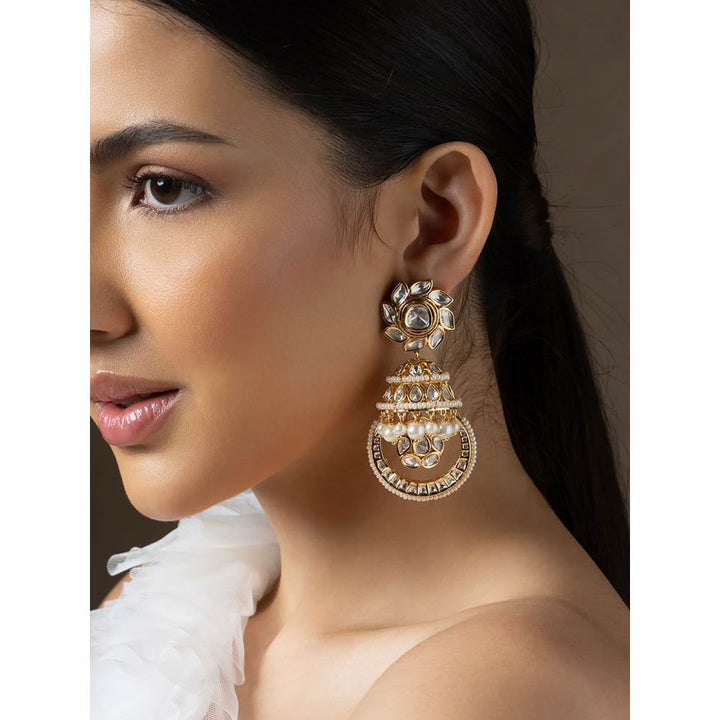 Joules By Radhika Polki and Pearl Jhumka Earrings