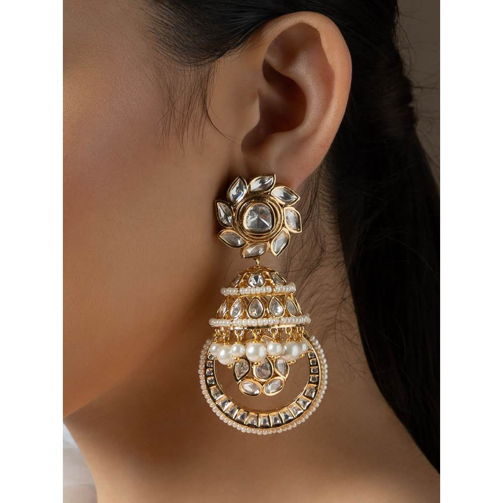 Joules By Radhika Polki and Pearl Jhumka Earrings