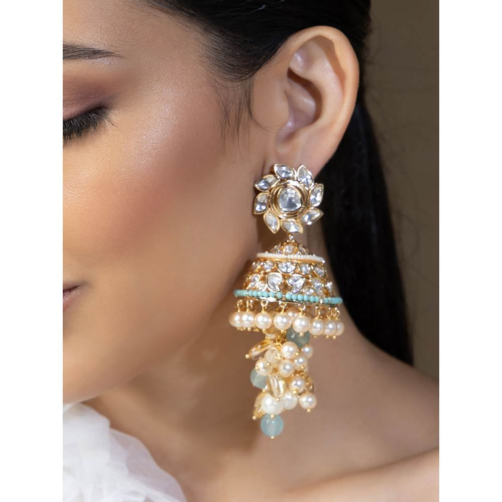 Joules By Radhika Platec Pearl Drops Jhumka Earrings