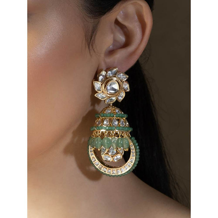 Joules By Radhika Played Polki Beaded Jhumka Earrings