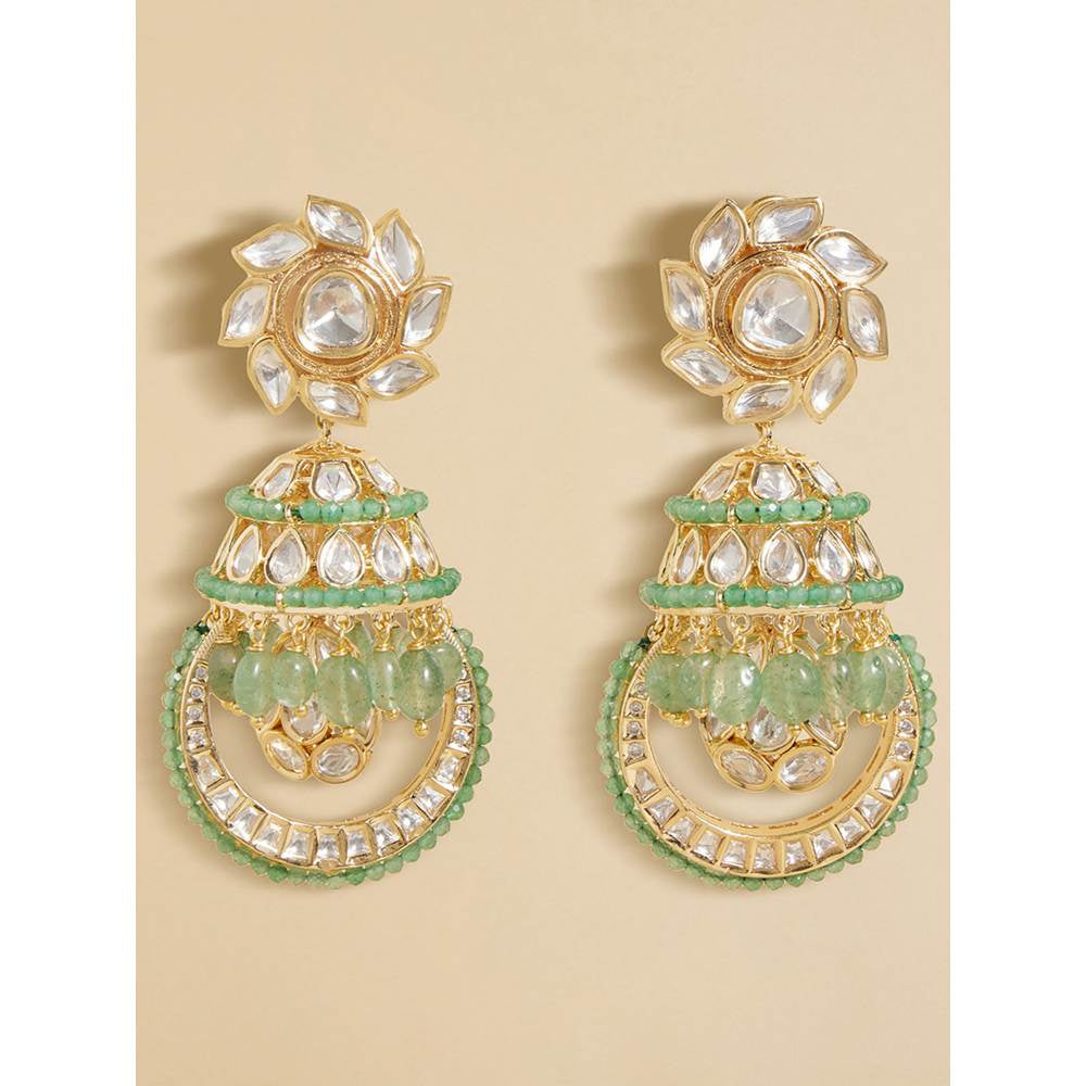 Joules By Radhika Played Polki Beaded Jhumka Earrings