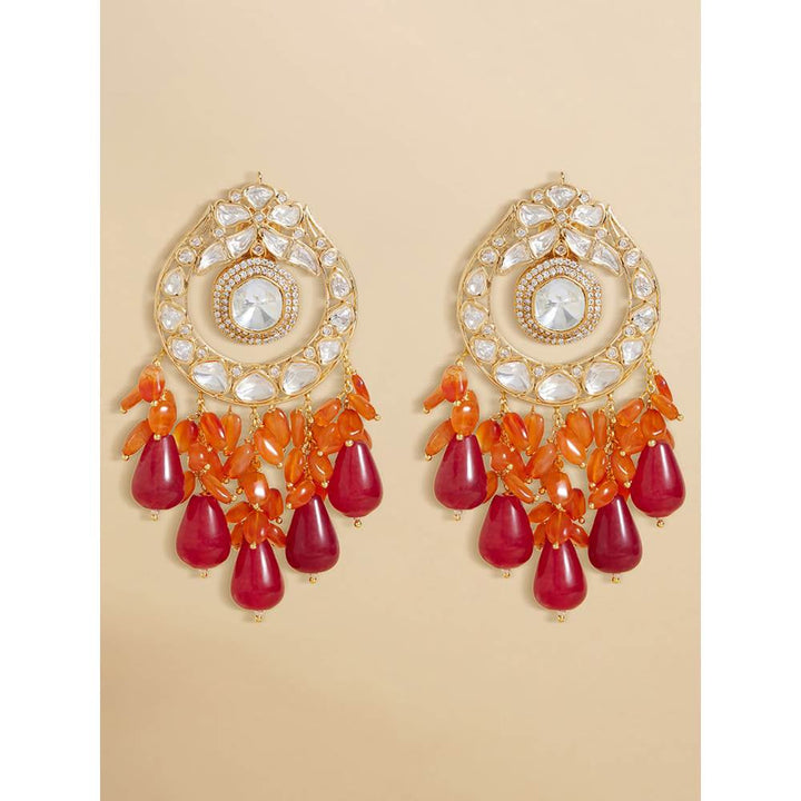 Joules By Radhika Polki and Red Stone Drop Earrings