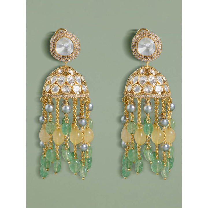 Joules By Radhika Multi-Colour Polki Jhumka Earrings