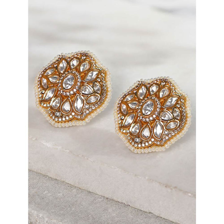 Joules By Radhika Polki Stud Earrings with Pearls