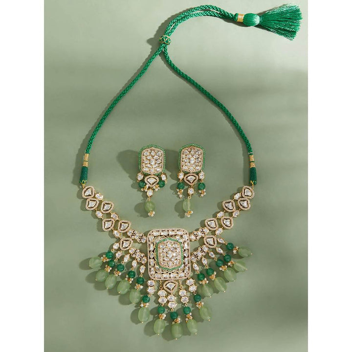Joules By Radhika Polki and Green Jade Tumbles Bridal Necklace Set