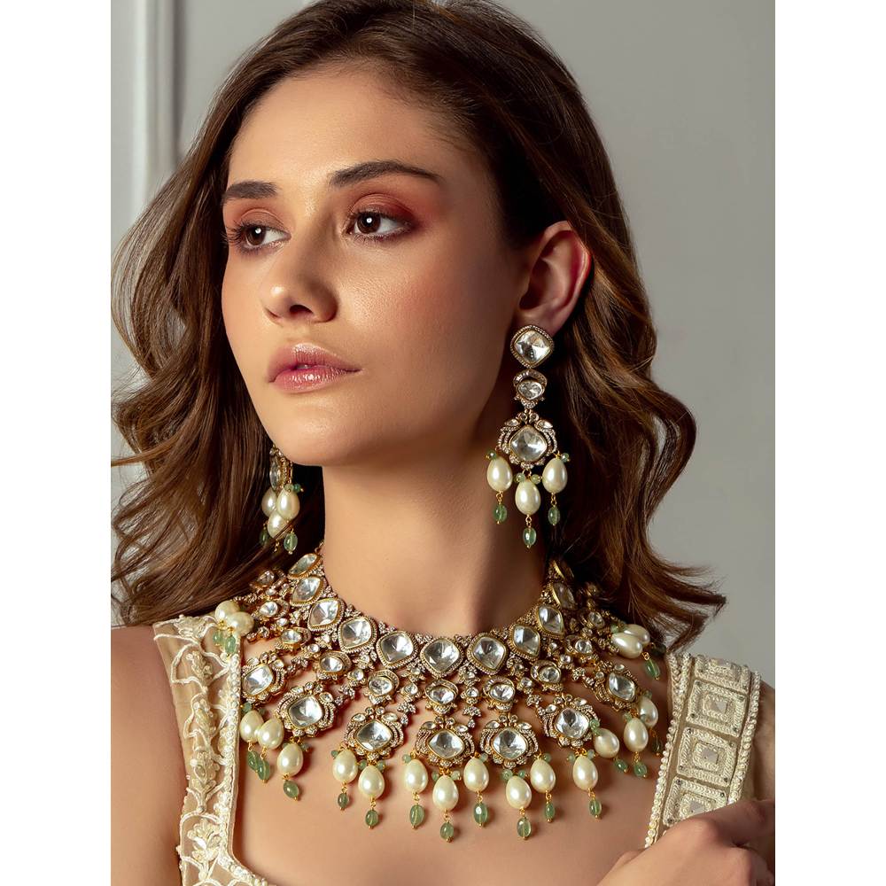 Joules By Radhika Bridal Necklace Set with Pearl Drops