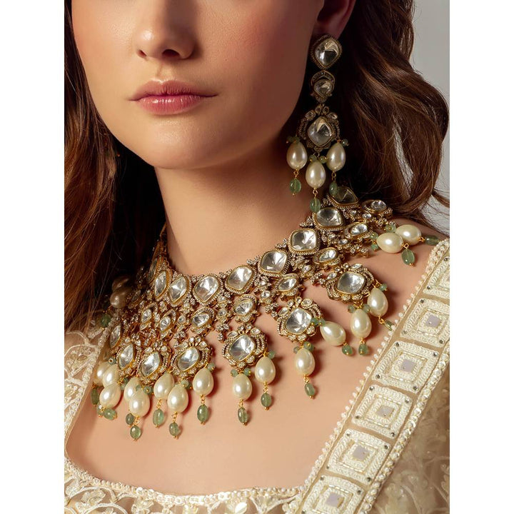 Joules By Radhika Bridal Necklace Set with Pearl Drops