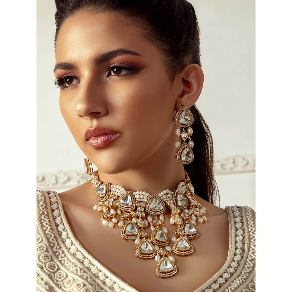 Joules By Radhika Polki and Pearl Drops Bridal Necklace Set